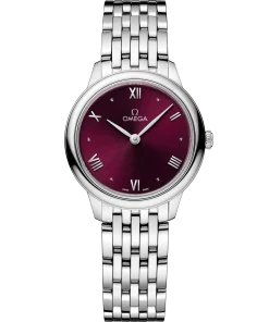 Omega De Ville Prestige 27.5 mm Red Dial Stainless Steel Bracelet 434.10.28.60.11.001