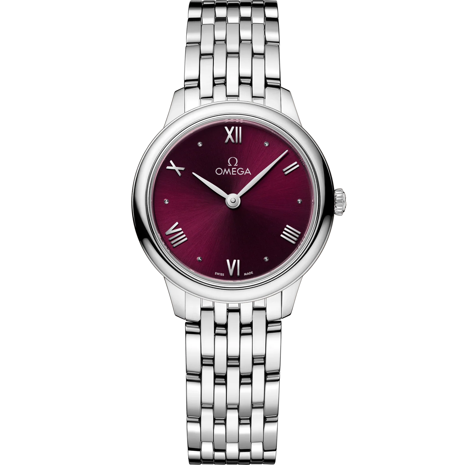 Omega De Ville Prestige 27.5 mm Red Dial Stainless Steel Bracelet 434.10.28.60.11.001