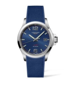 Longines Men's L3.726.4.96.9 Conquest Blue Rubber Watch