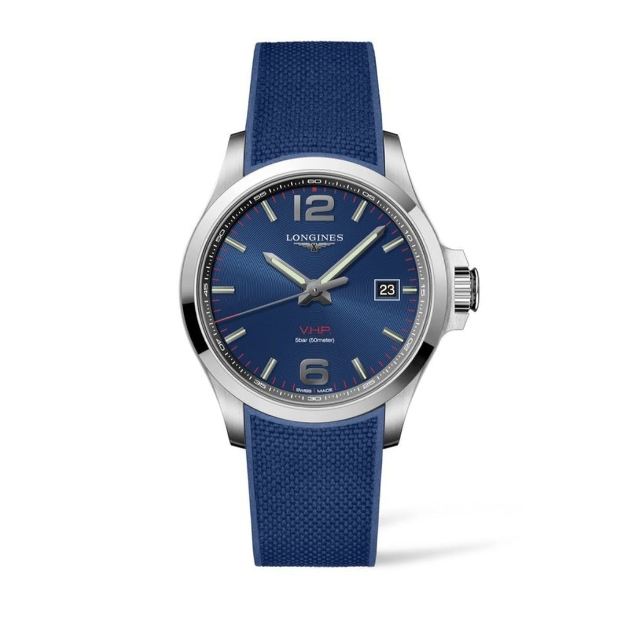 Longines Men's L3.726.4.96.9 Conquest Blue Rubber Watch