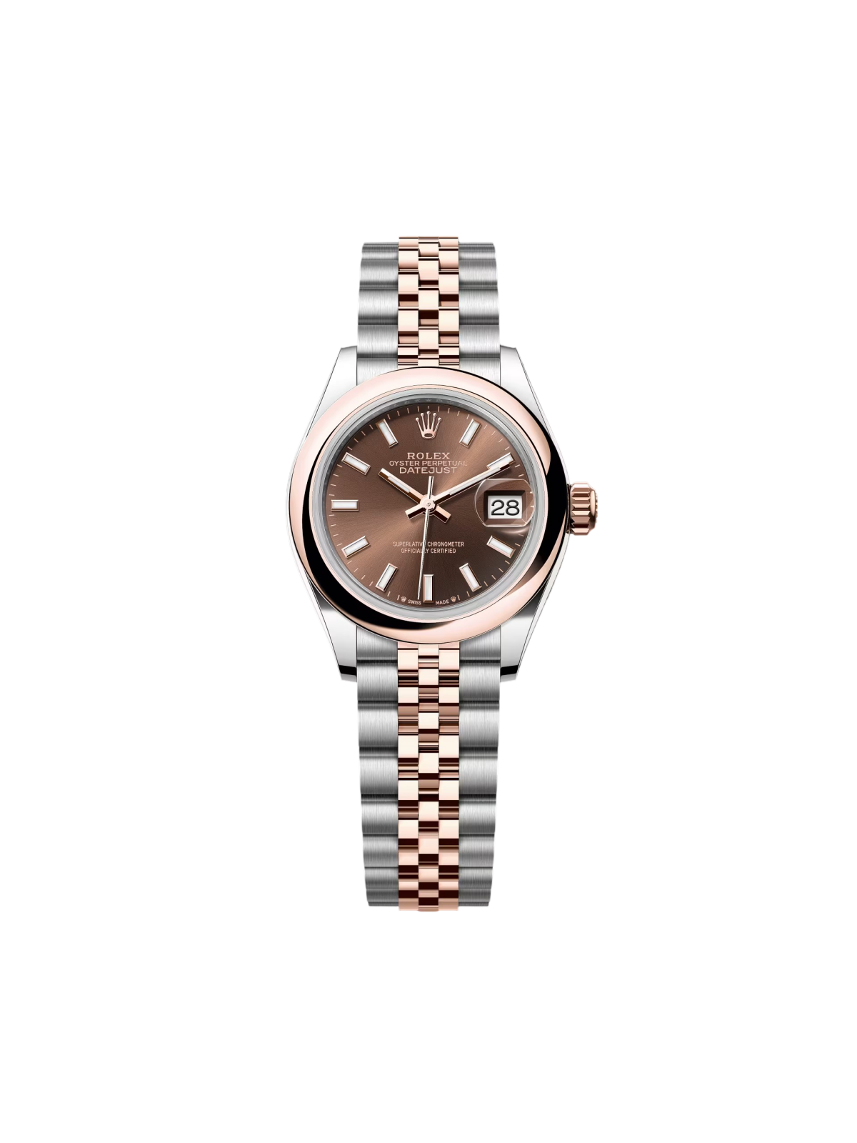 Rolex Lady-Datejust 28mm 279161 Chocolate Stick Dial, Two Tone Stainless Steel & 18K Rose Gold Oyster Bracelet Women's Watch - Image 2