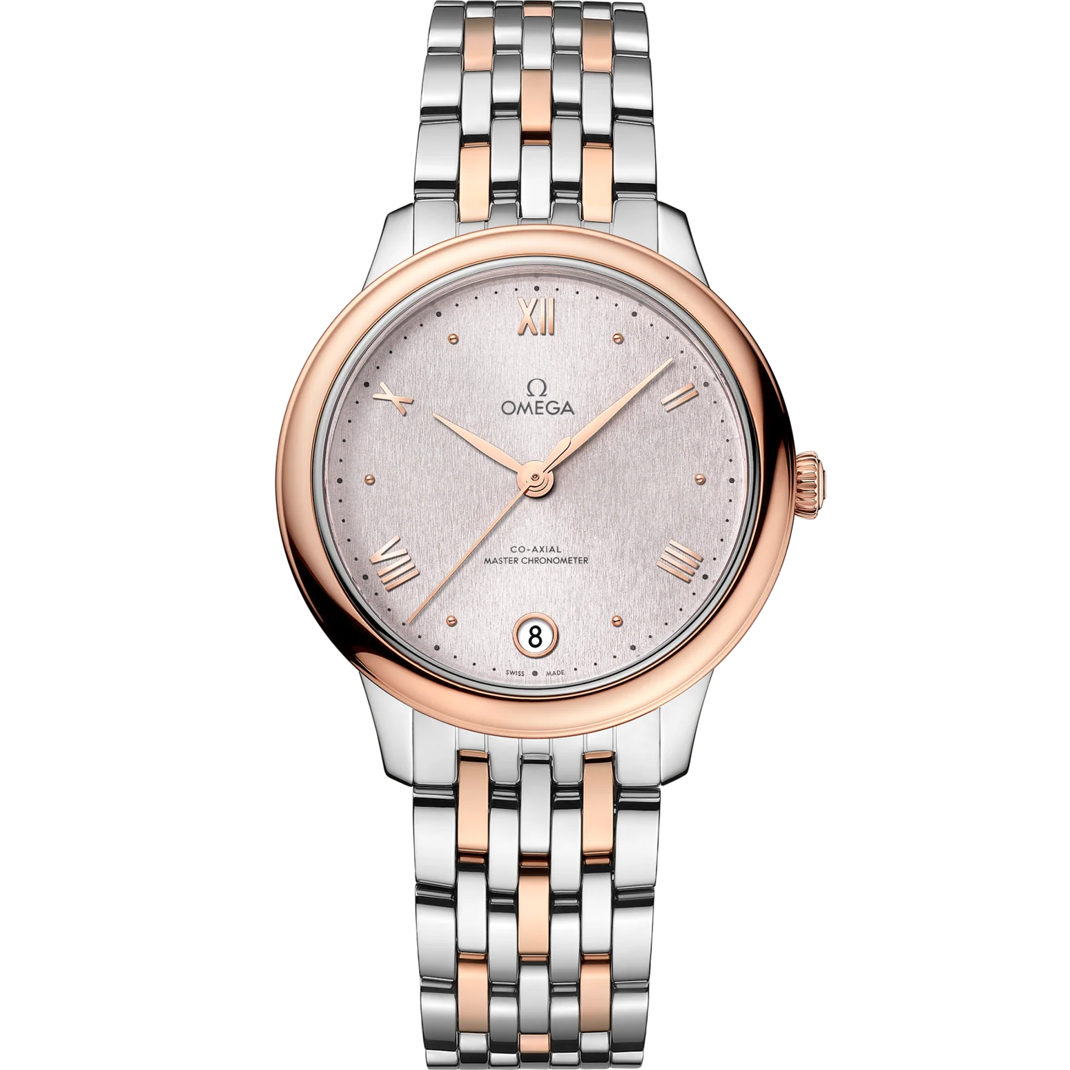 Omega De Ville Prestige 34mm Silver Dial Stainless Steel and Sedna™ 18k Rose Gold Bracelet 434.20.34.20.02.003