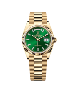 Rolex Day-Date 128238-0130 Green Dial Yellow Gold Bracelet 36mm