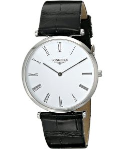 Longines Men's L47094112 La Grande Classique Black Leather Watch