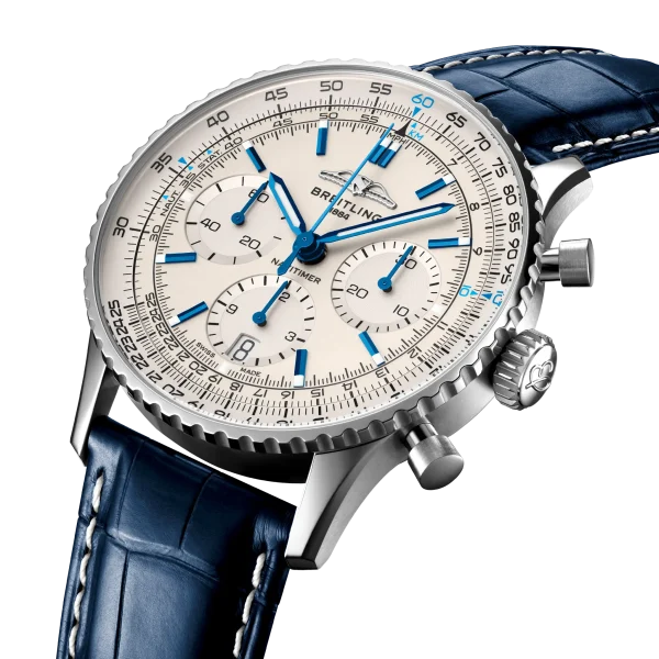 Breitling Navitimer B01 Chronograph 41 Silver Dial Blue Strap AB0139A71G1P1