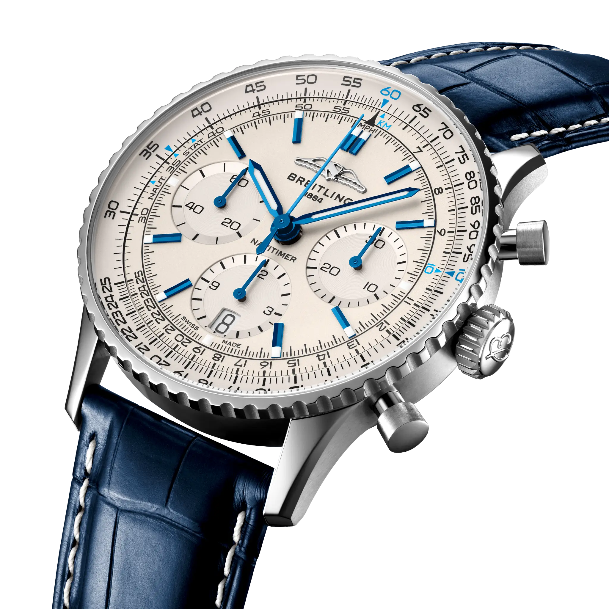Breitling Navitimer B01 Chronograph 41 Silver Dial Blue Strap AB0139A71G1P1 - Image 2