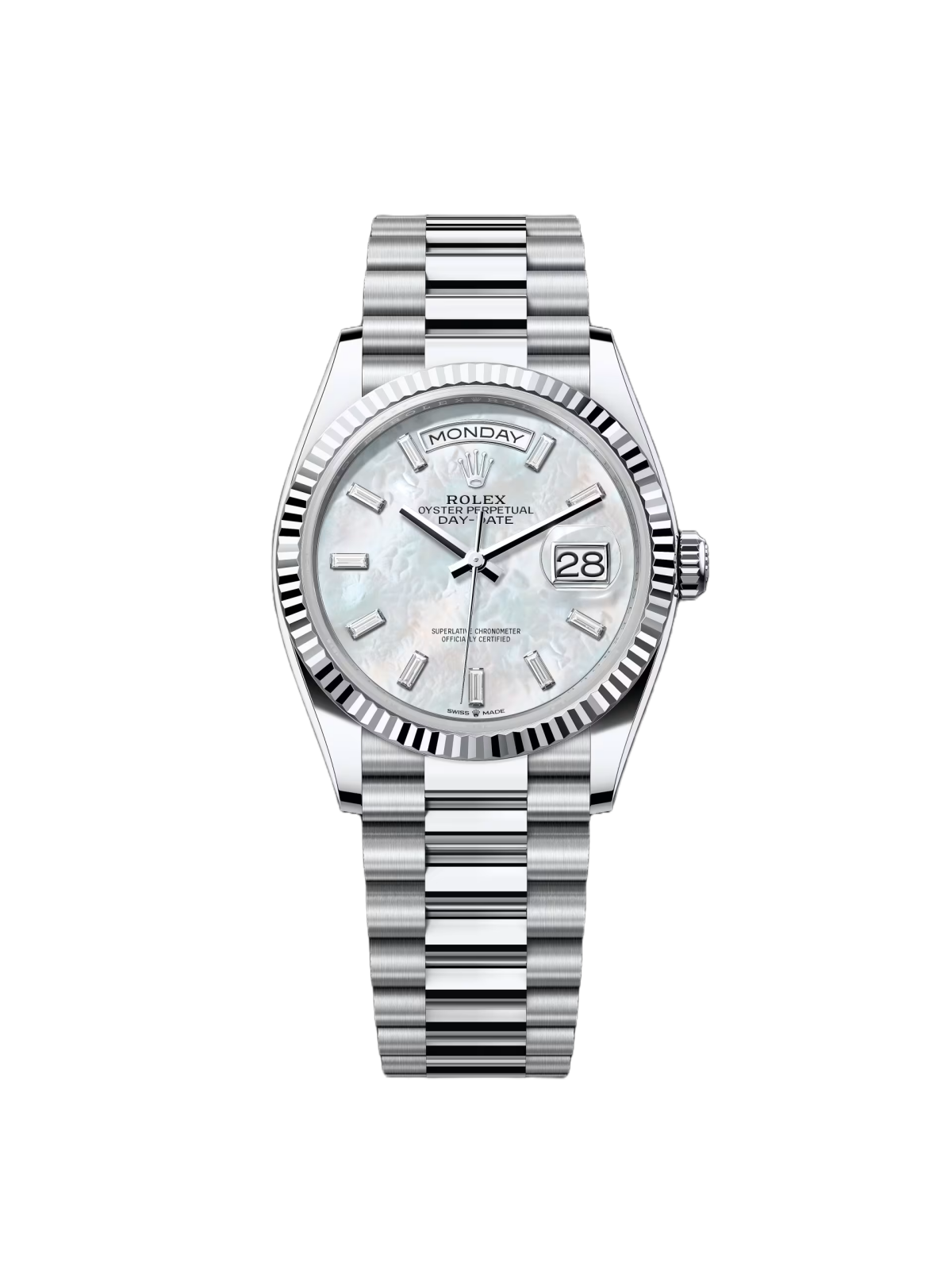 Rolex Day-Date 128236-0021 Mother Of Pearl Diamond Dial 36mm