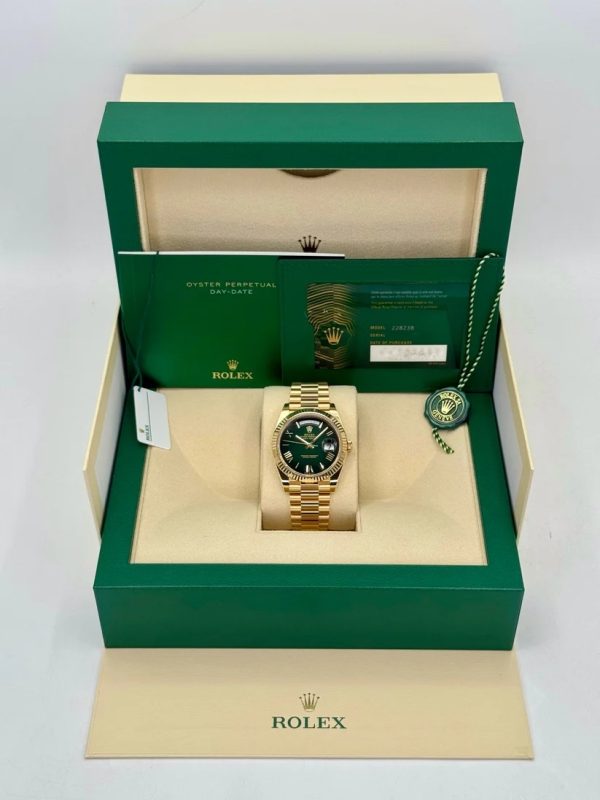 Rolex  Yellow Gold President Day Date 40mm Green Roman Ombre Dial - 228238