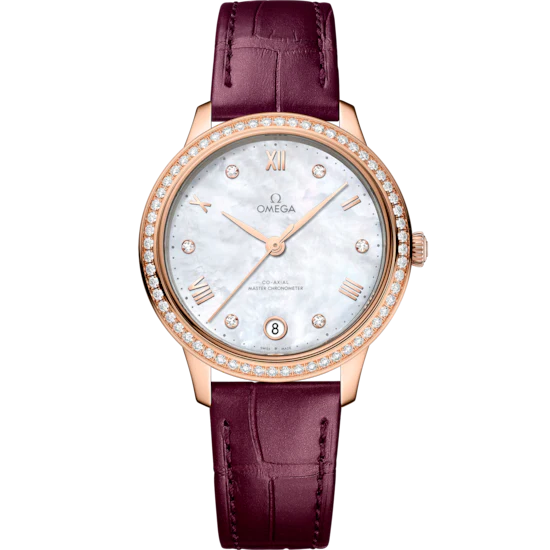 Omega De Ville Prestige 34mm White Dial with Diamonds Sedna™ 18k Rose Gold Strap 434.58.34.20.55.001