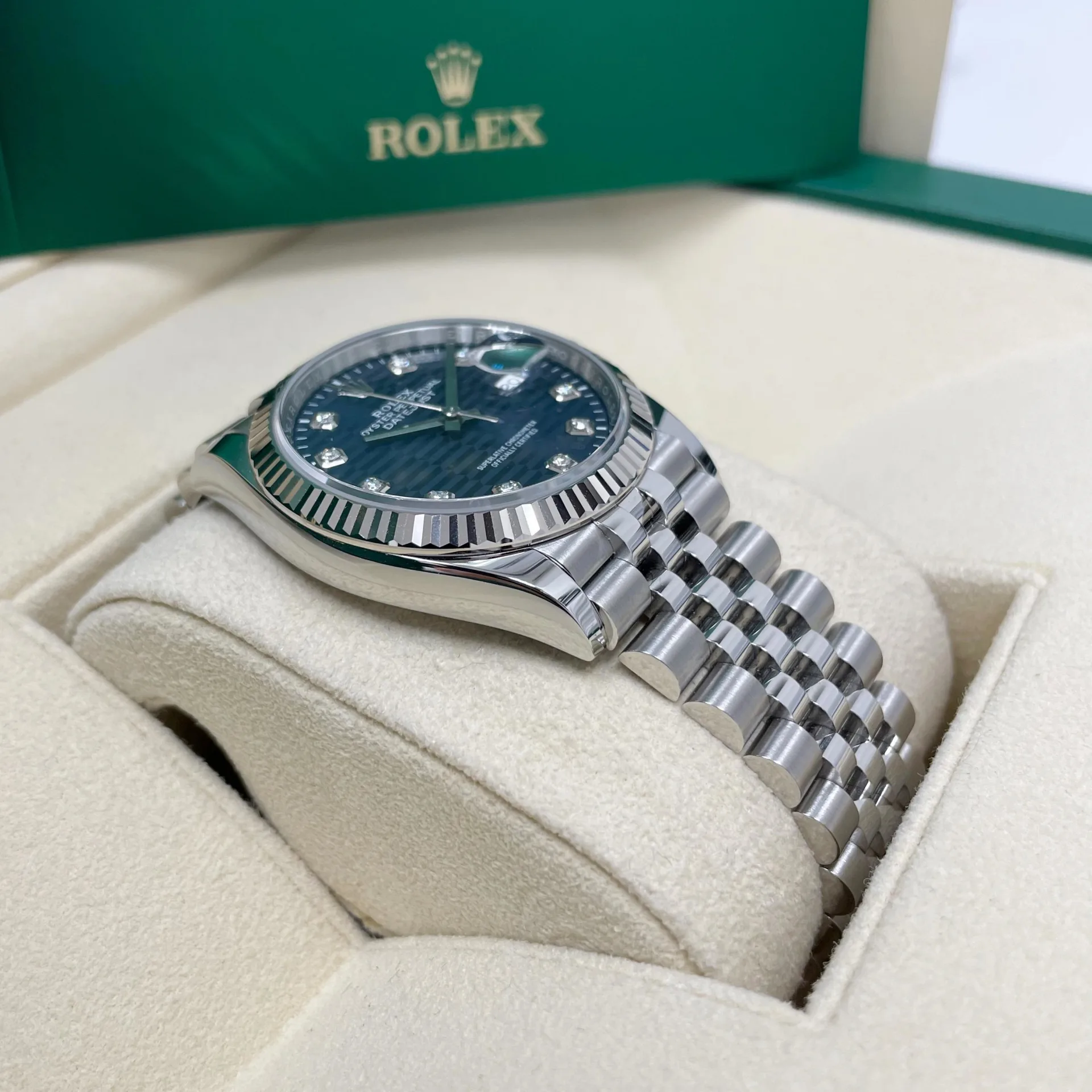 Rolex Datejust 36mm 126234 Blue Fluted Motif Diamond Dial Jubilee Bracelet Watch - Image 5