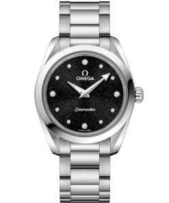 Omega Seamaster Aqua Terra 150M 28mm Black Dial with Diamonds Stainless Steel Bracelet 220.10.28.60.51.001