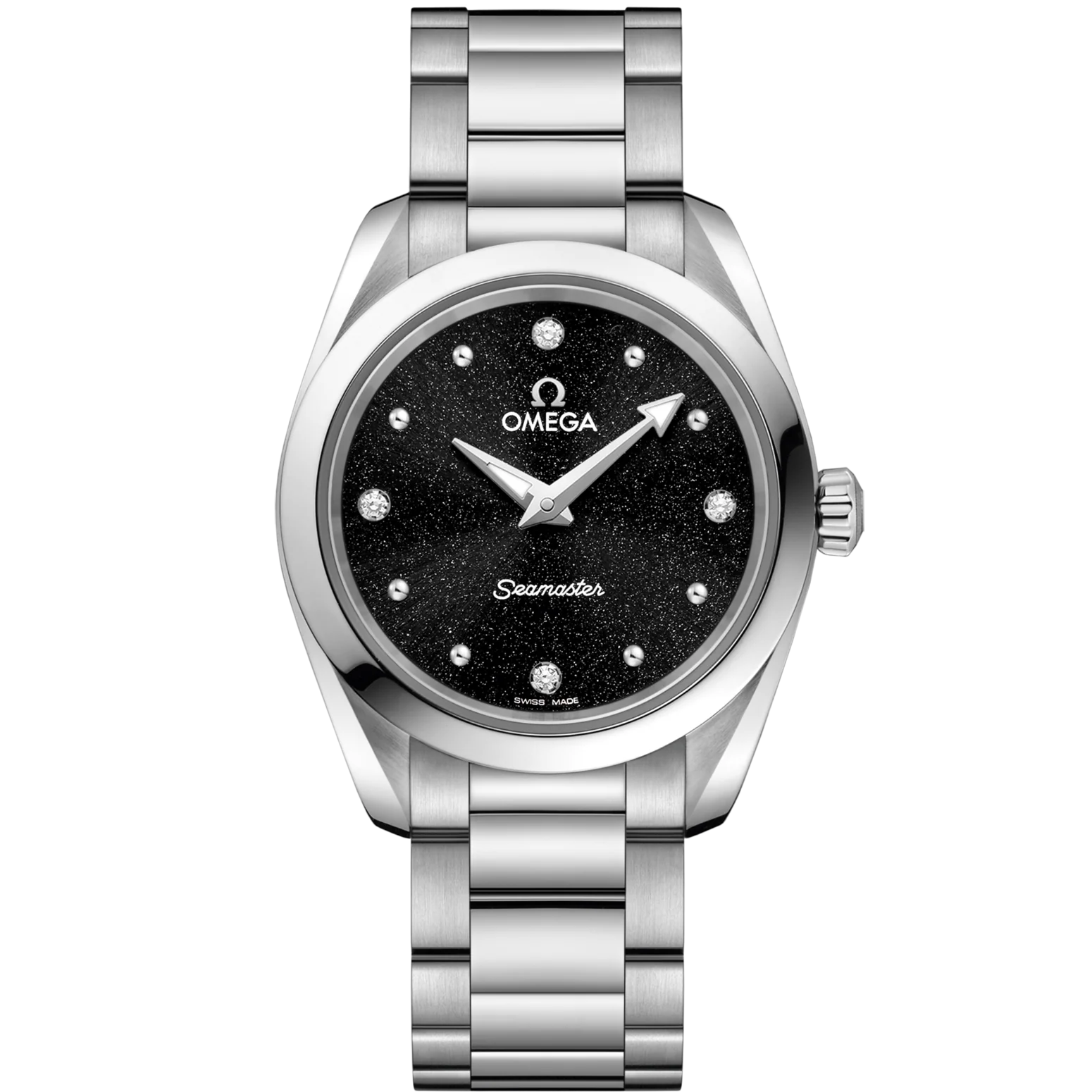 Omega Seamaster Aqua Terra 150M 28mm Black Dial with Diamonds Stainless Steel Bracelet 220.10.28.60.51.001