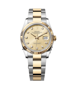 Alternative view of Rolex  Datejust 36mm 126233 Champagne Fluted Motif Diamond Dial Jubilee Bracelet