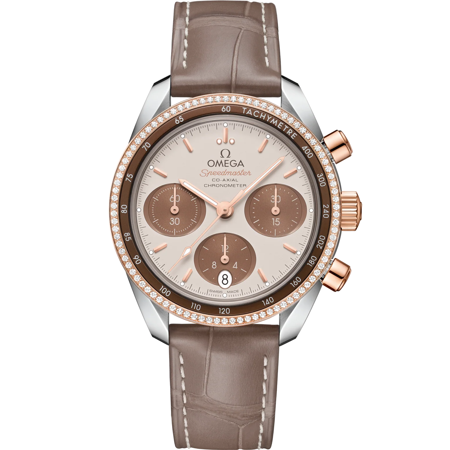 Omega Speedmaster 38 Brown Dia 38mm Stainless Steel Sedna™18k Rose Gold Strap 324.28.38.50.02.002