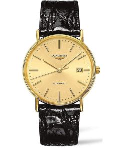 Longines Men's L4.921.2.32.2 Presence Black Leather Watch