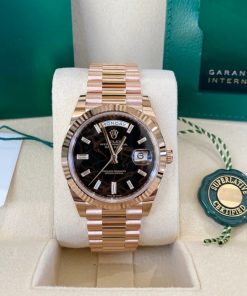 Alternative view of Rolex  Day-Date "President" 40mm Everose Eisenkiesel Diamond Baguette Dial - 228235