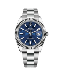 Alternative view of Rolex  Datejust 41mm Blue Fluted Motif Index Dial Jubilee Bracelet Watch - 126334