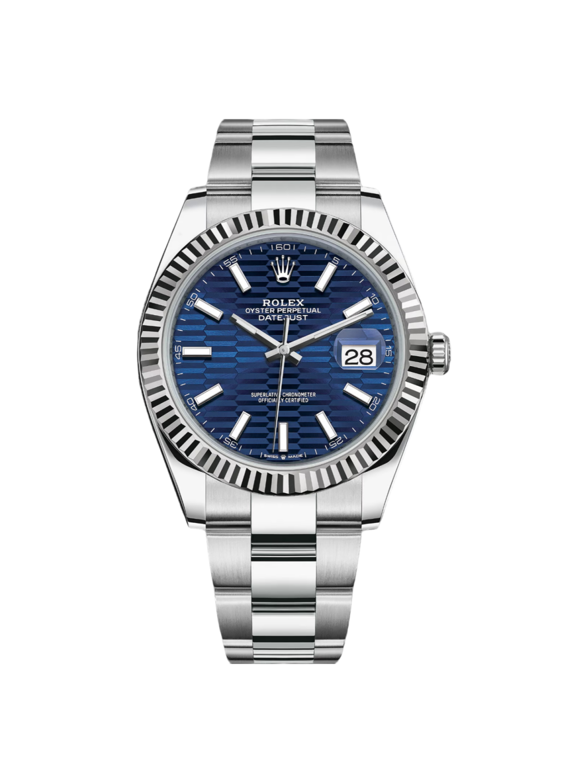 Rolex Datejust 41mm Blue Fluted Motif Index Dial Jubilee Bracelet Watch - 126334 - Image 2
