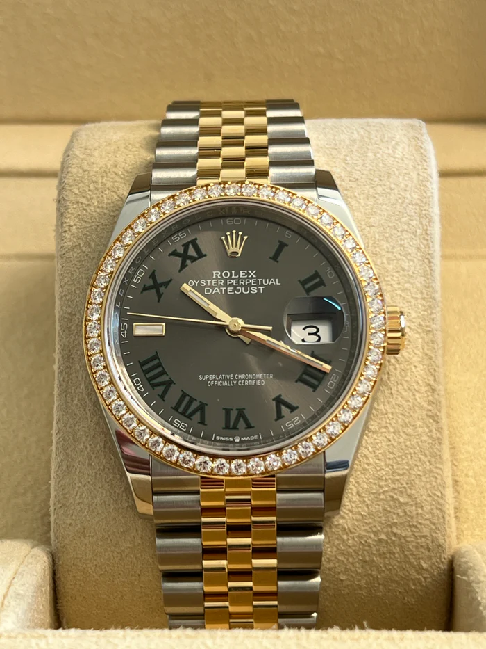 Rolex Datejust 36mm 126283 Wimbledon Slate Dial Jubilee Bracelet Watch - Image 3