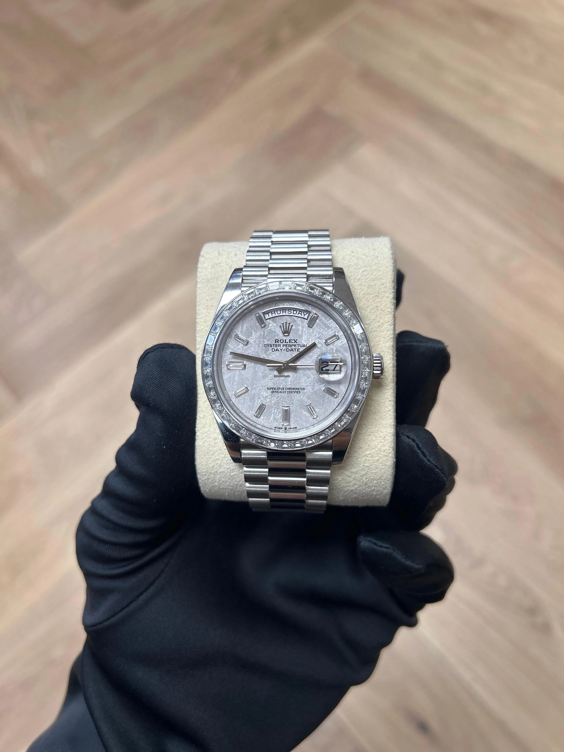 Rolex Day-Date 40mm 228396TBR-0027 Meteoriate Baguette Diamond Dial and Bezel Watch - Image 6