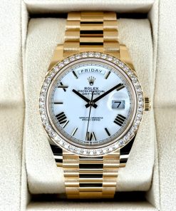 Alternative view of Rolex  Day-Date "President" 40mm Yellow Gold White Roman Dial Diamond Bezel - 228348rbr