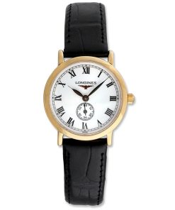 Longines Women's L42918212 Flagship Heritage 18kt Rose Gold Black Leather Watch