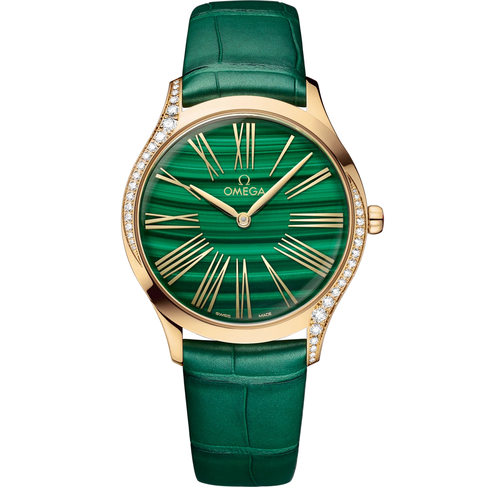 Omega De Ville Trésor 36mm Green Dial with Diamonds Moonshine™ 18k Rose Gold Strap 428.58.36.60.99.001