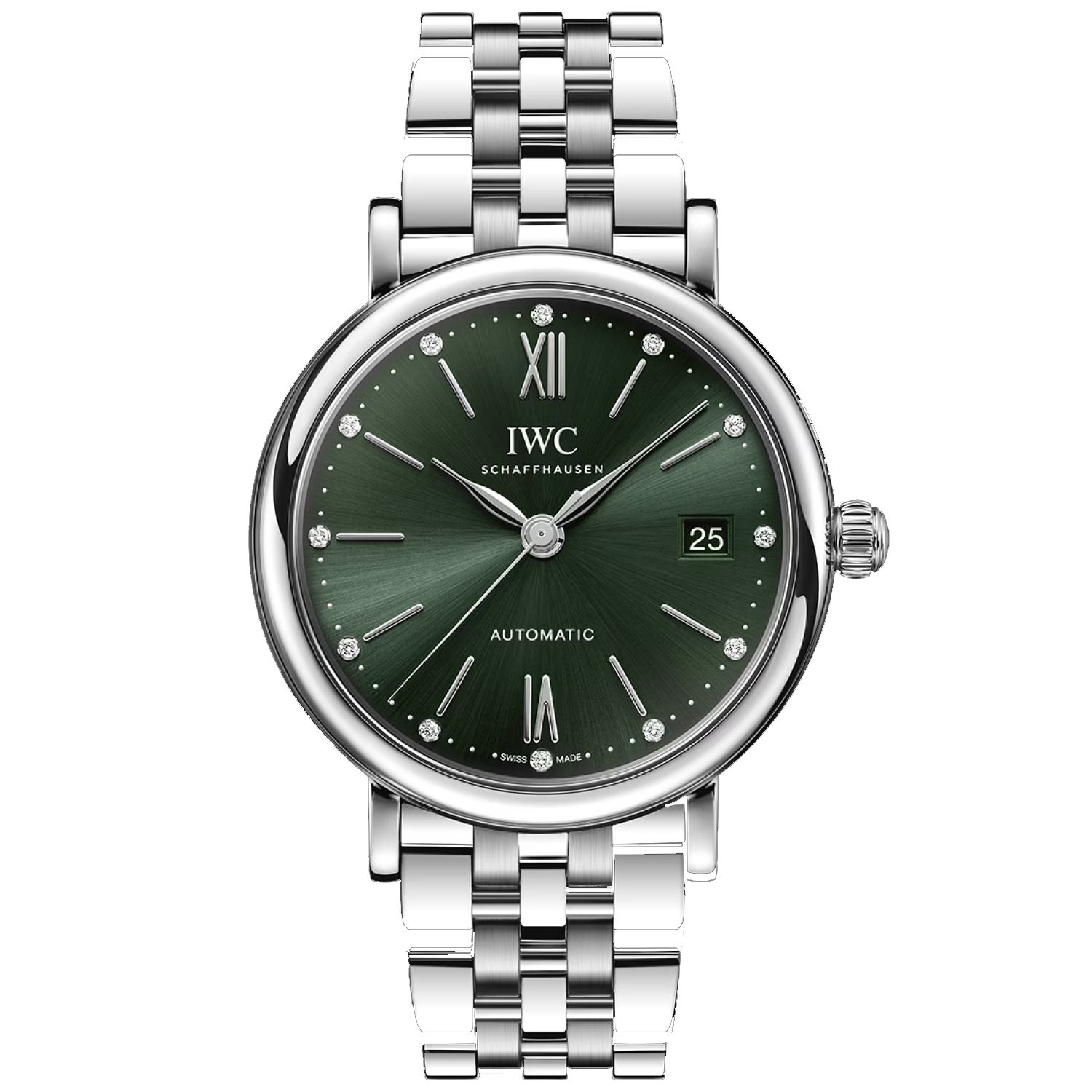 IWC Portofino Automatic 37mm Green Diamond Dial Steel Women's Watch IW458602
