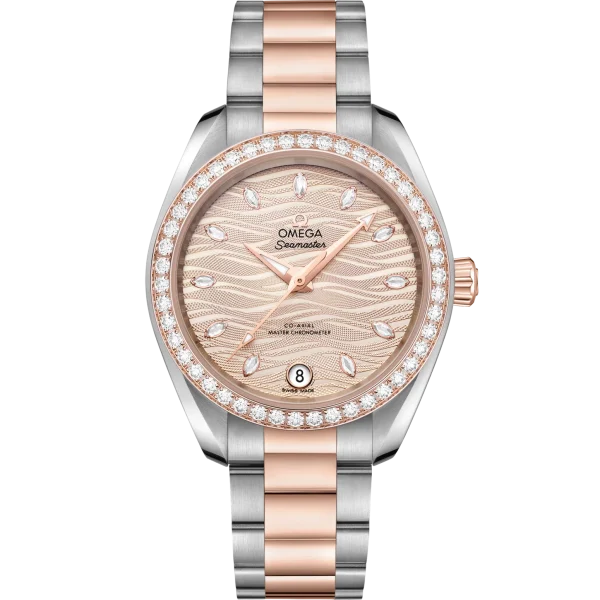Omega Seamaster Aqua Terra 150M 34 mm Grey Dial with Diamonds Stainless Steel and Sedna™ 18k Rose Gold Bracelet 220.25.34.20.59.001
