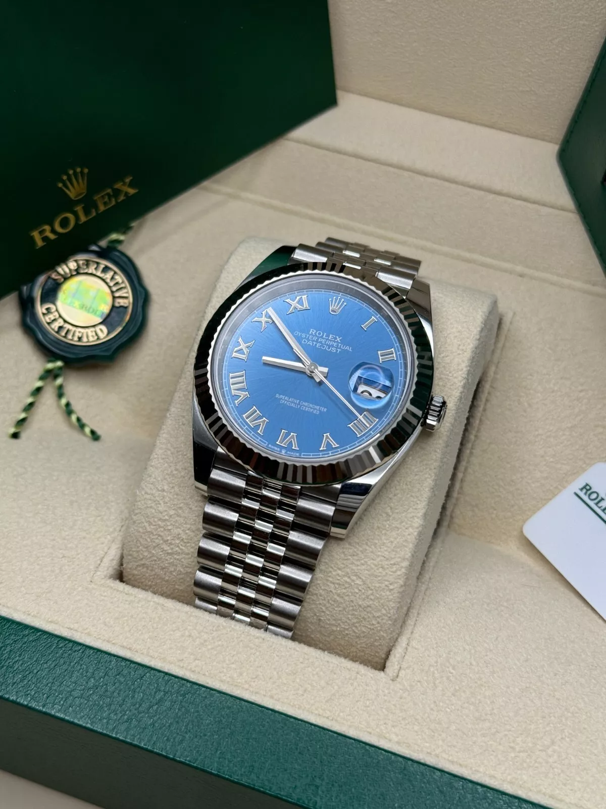 Rolex Datejust 41mm 126334 Blue Roman Oyster Stainless Steel Men's Watch - Image 6