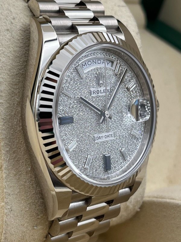Rolex  Day-Date "President" 40mm White Gold Pave Diamond Sapphire Dial - 228239