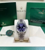 Rolex  Datejust 36mm 126234 Datejust Aubergine Purple Diamond Roman Oyster Stainless Steel