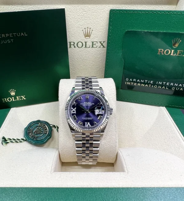 Rolex  Datejust 36mm 126234 Datejust Aubergine Purple Diamond Roman Oyster Stainless Steel
