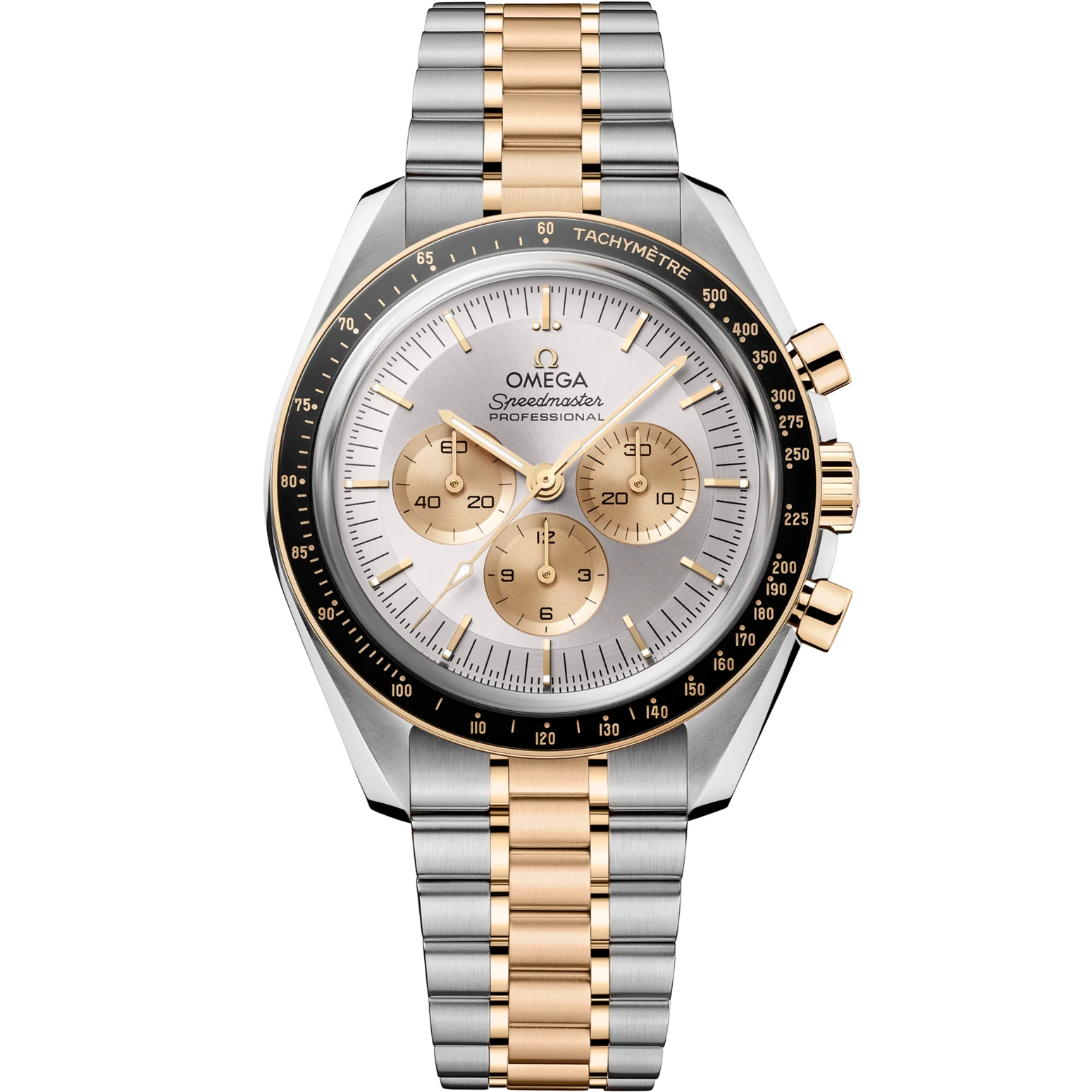 Omega Speedmaster Moonwatch Professional 42 mm Silver Dial Stainless Steel and Moonshine™ 18k Yellow Gold Bracelet 310.20.42.50.02.001