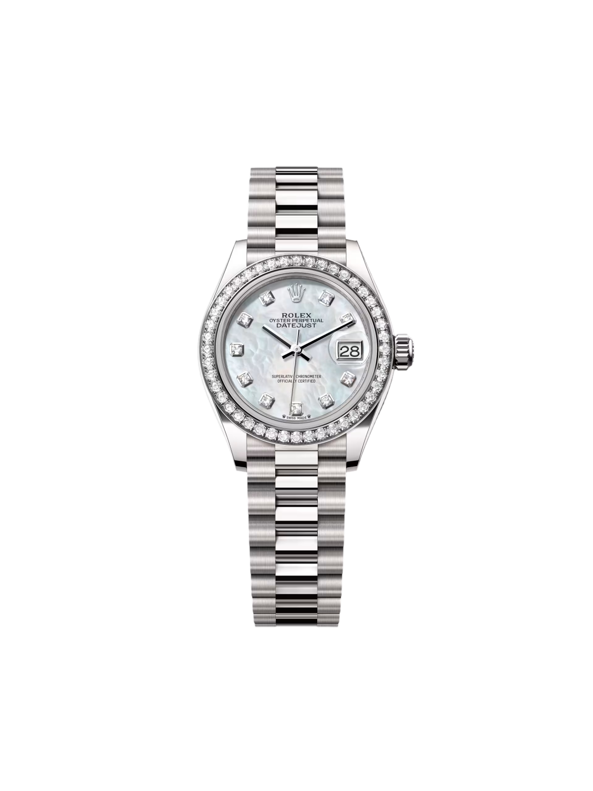 Rolex Lady-Datejust 28mm 279139RBR-0008 White Mother-of-Pearl Dial White Gold Bracelet