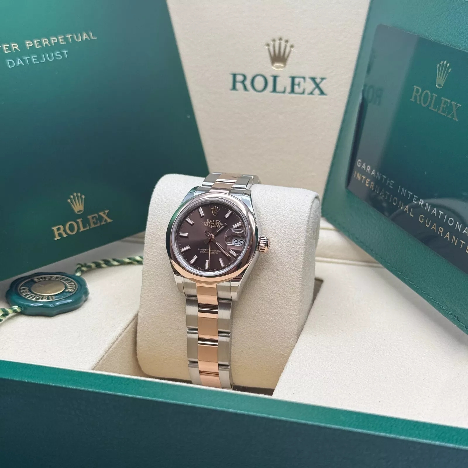 Rolex Lady-Datejust 28mm 279161 Chocolate Stick Dial, Two Tone Stainless Steel & 18K Rose Gold Oyster Bracelet Women's Watch - Image 5