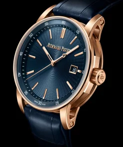 Alternative view of Audemars Piguet Code 11.59 Selfwinding 38mm Pink Rose Gold Blue Dial Leather Strap - 77410OR.OO.A342CR.01