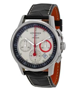 Longines Men's L47544724 Heritage Column Wheel Chronograph Automatic Black Leather Watch