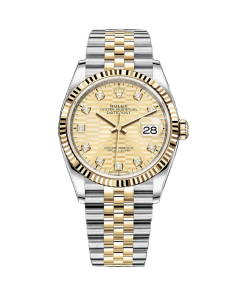 Rolex Datejust 36mm 126233 Champagne Fluted Motif Diamond Dial Jubilee Bracelet