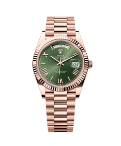 Rolex  Day-Date "President" 40mm Everose Gold Olive Green Roman Dial - 228235