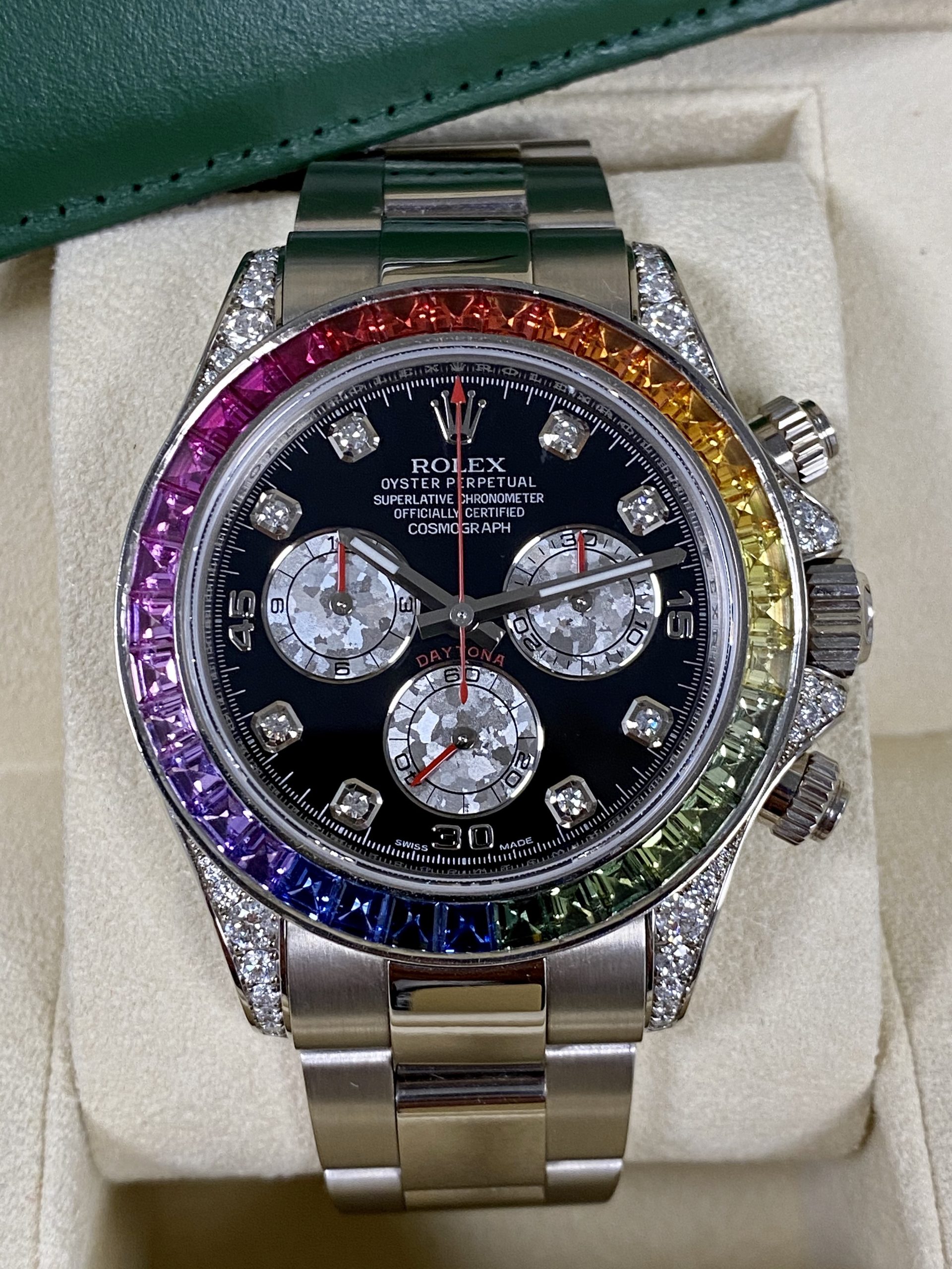 Rolex Daytona Cosmograph Daytona White Gold Rainbow Diamonds 40mm 116599RBOW Box & Papers - Image 2
