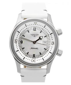 Longines Women's L3.374.4.80.0 Legend Diver White Leather Watch