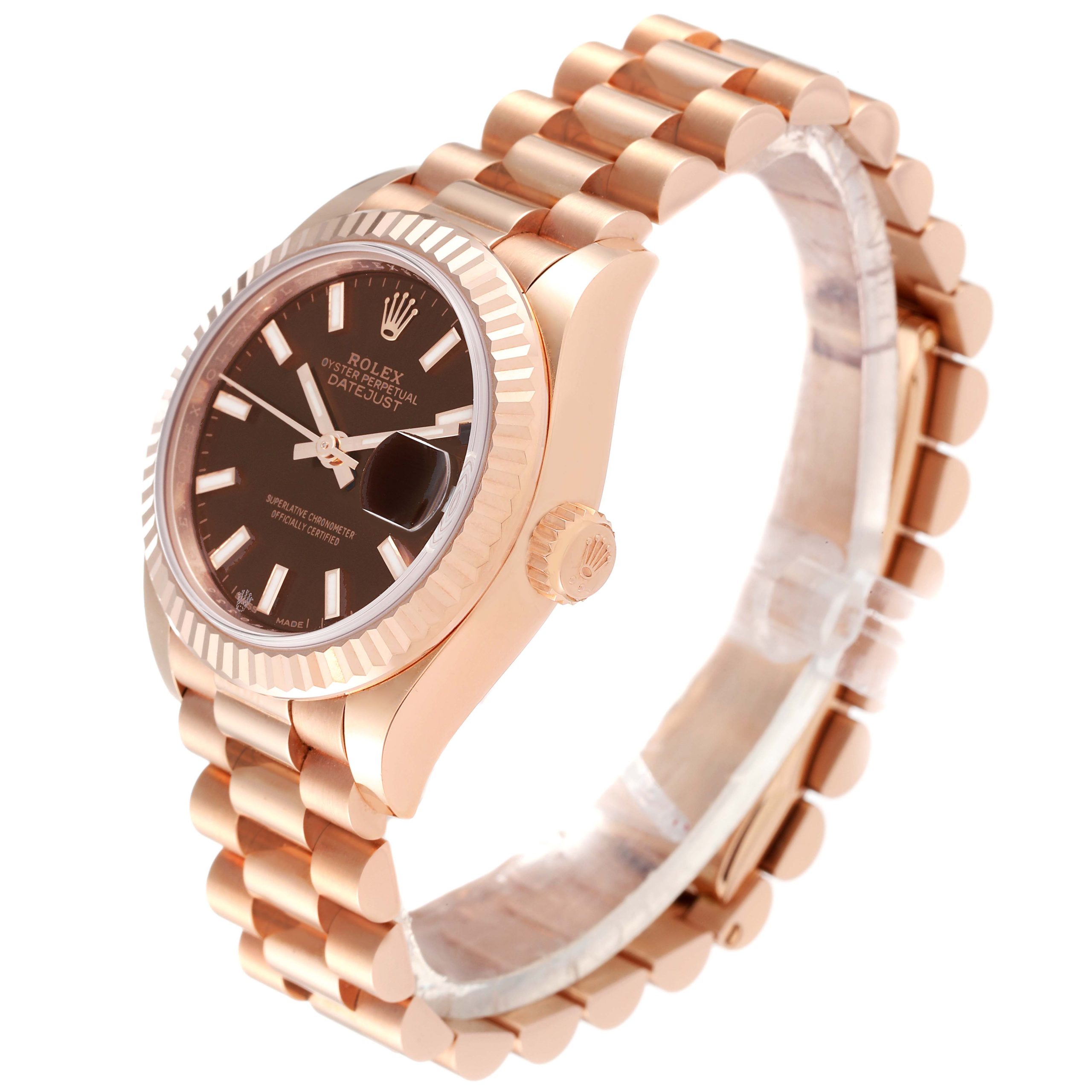 Rolex Lady-Datejust 28mm 279175 Chocolate Dial President Everose Gold - Image 5