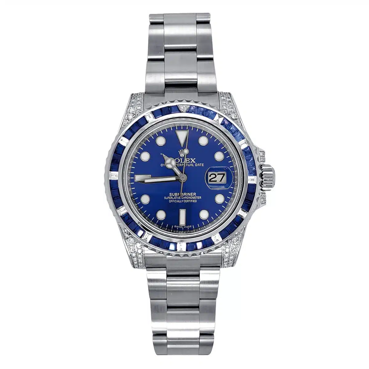 Rolex Submariner 40mm 116610LN Oyster Perpetual Date Aftermarket Dial, Diamond Bezel and Lugs Watch
