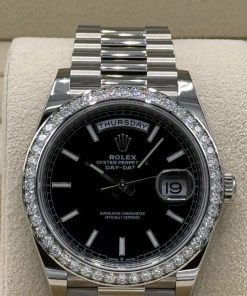 Alternative view of Rolex  Day-Date 40mm 228349RBR-0002 Bright Black Dial President Bracelet