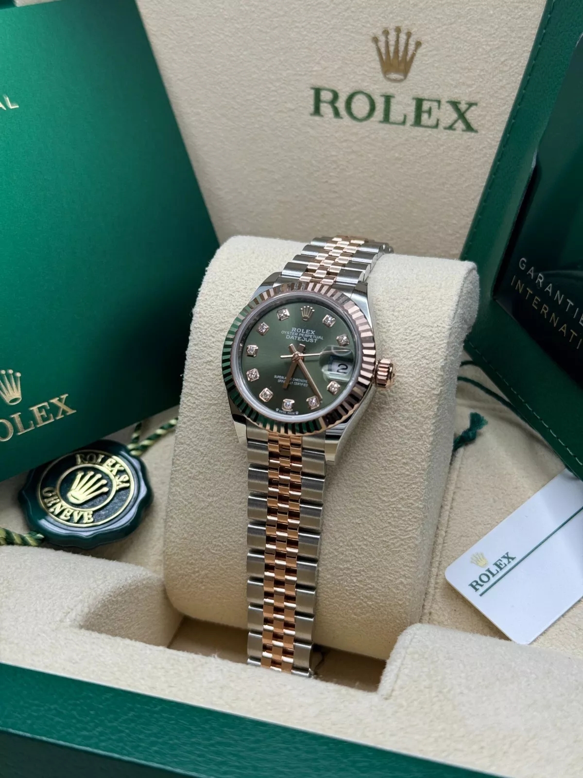Rolex Lady-Datejust 28mm 279171 Green Diamond Oyster Stainless Steel and Rose Gold - Image 5