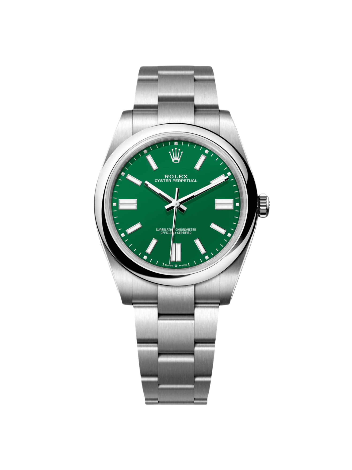 Rolex Oyster Perpetual 41mm 124300-0005 Green Index Dial & Smooth Bezel Oyster Bracelet Men's Watch