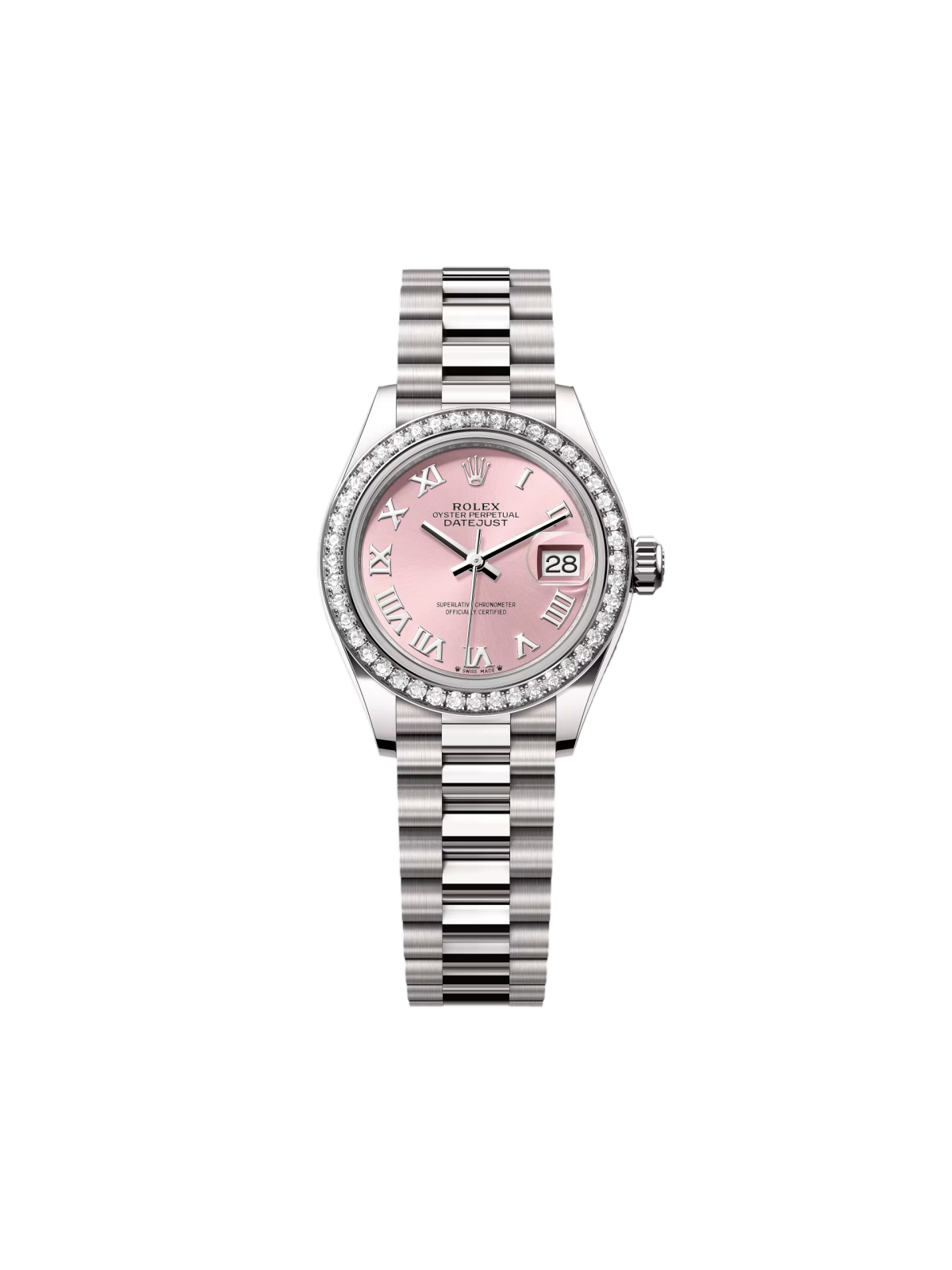 Rolex Lady-Datejust 28mm 279139RBR-0012 Pink Roman Dial White Gold Bracelet
