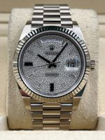 Rolex  Day-Date "President" 40mm White Gold Pave Diamond Sapphire Dial - 228239
