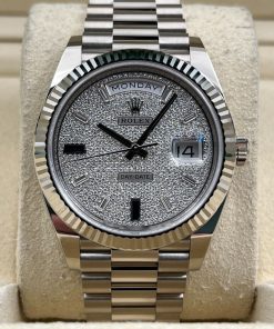 Alternative view of Rolex  Day-Date "President" 40mm White Gold Pave Diamond Sapphire Dial - 228239